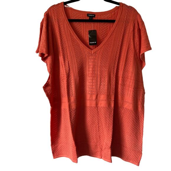Torrid Women's Plus Size Apricot Pullover Pointelle Sweater - Size 6 - NWT - Picture 1 of 8